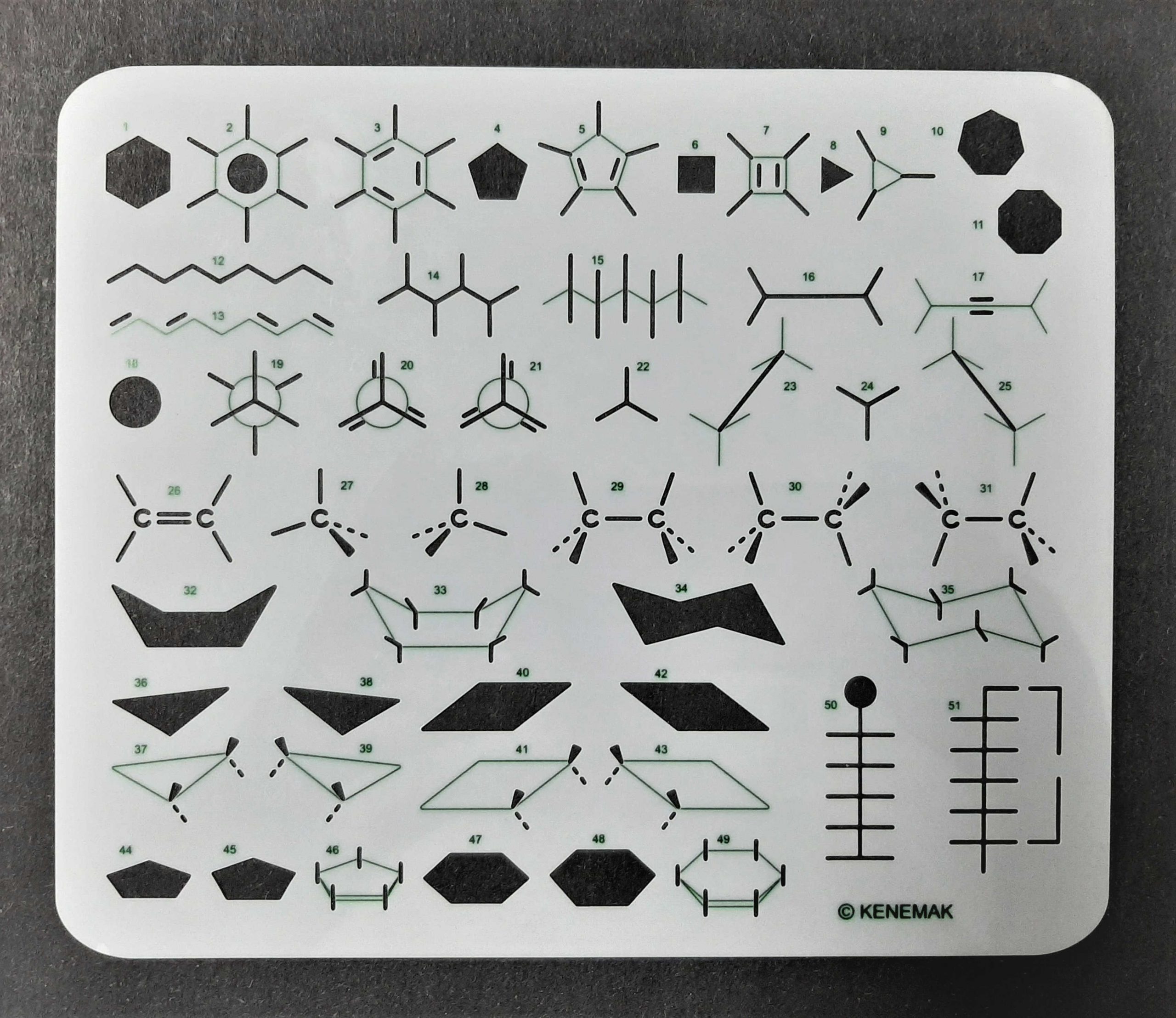 Pochoir de chimie organique Gabarit de dessin moléculaire Kenemak